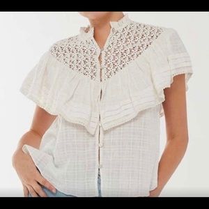 NWOT UO Bluebell Ruffle Button-Down Prairie Blouse